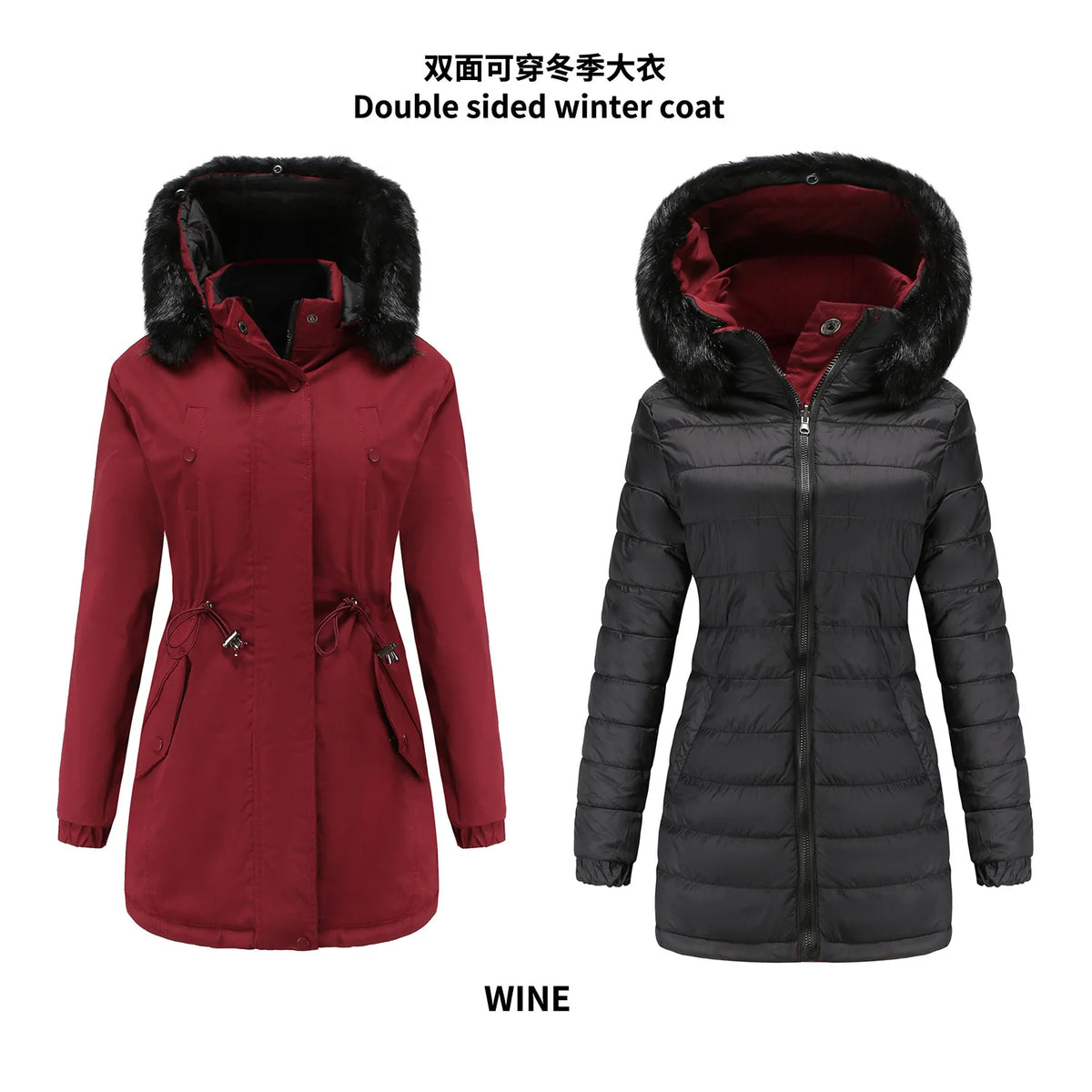 KIDCRKJ Chaqueta de invierno para mujer, de doble cara, c...