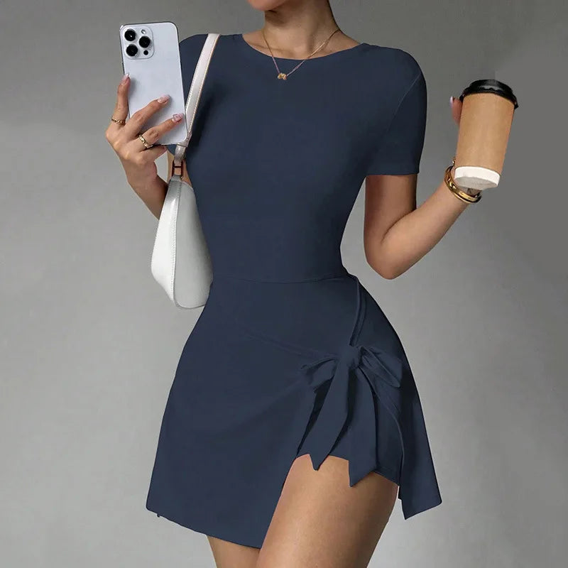Vestido de Tenis para Mujer, Diseño de Dos Piezas, Espald...