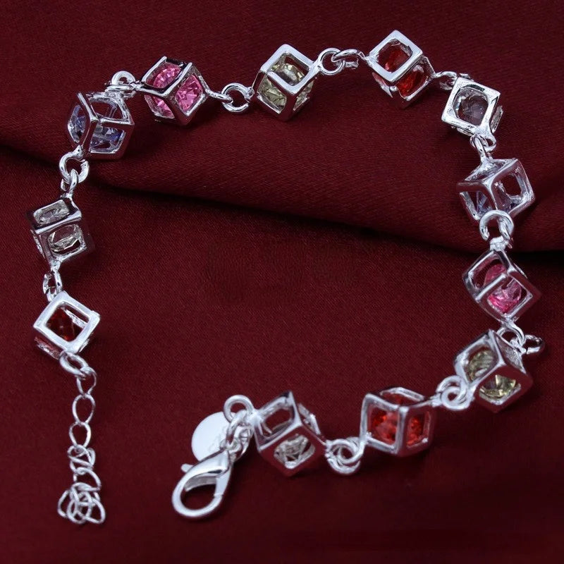 Pulseras finas de celosía de circón de Plata de Ley 925 p...