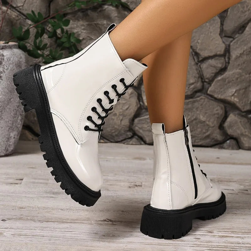 Botas individuales para mujer, botines versátiles con pla...