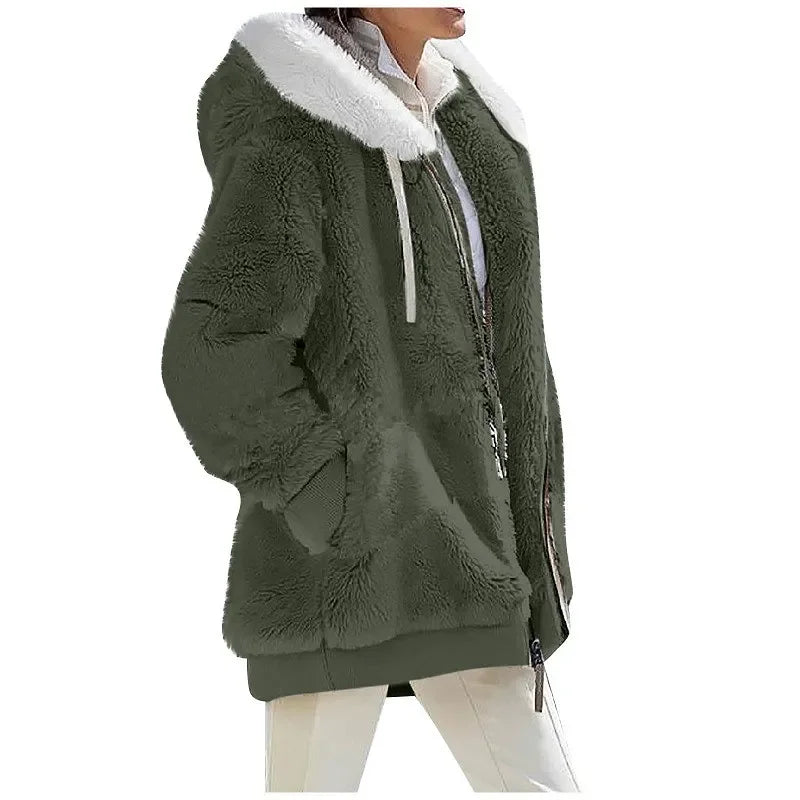 Abrigo informal con capucha y cremallera para mujer, chaq...