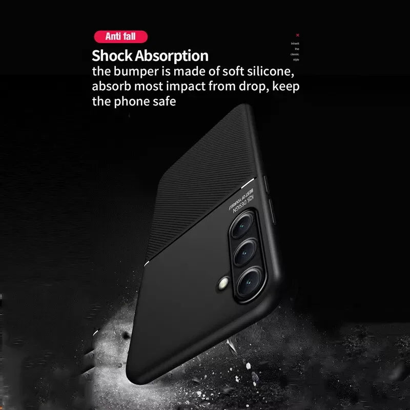 Lightweight magnetic leather phone case for Samsung Galaxy, slim design, by Corporación Turística, shown on a white background.