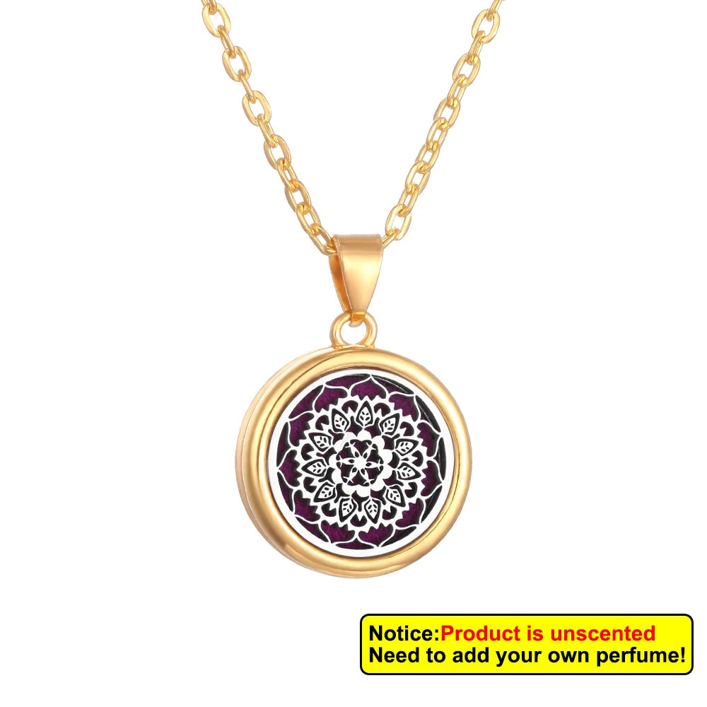 Nueva flor árbol de la vida aromaterapia difusor collar A...