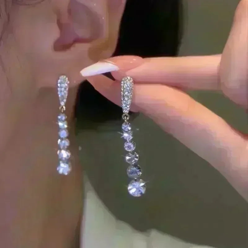Nuevos pendientes cuadrados de circonita de cristal marró...