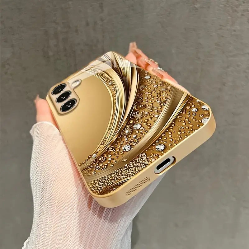Gold-plated TPU phone case for Samsung Galaxy S26/S25 with shiny gold accents, providing stylish protection.