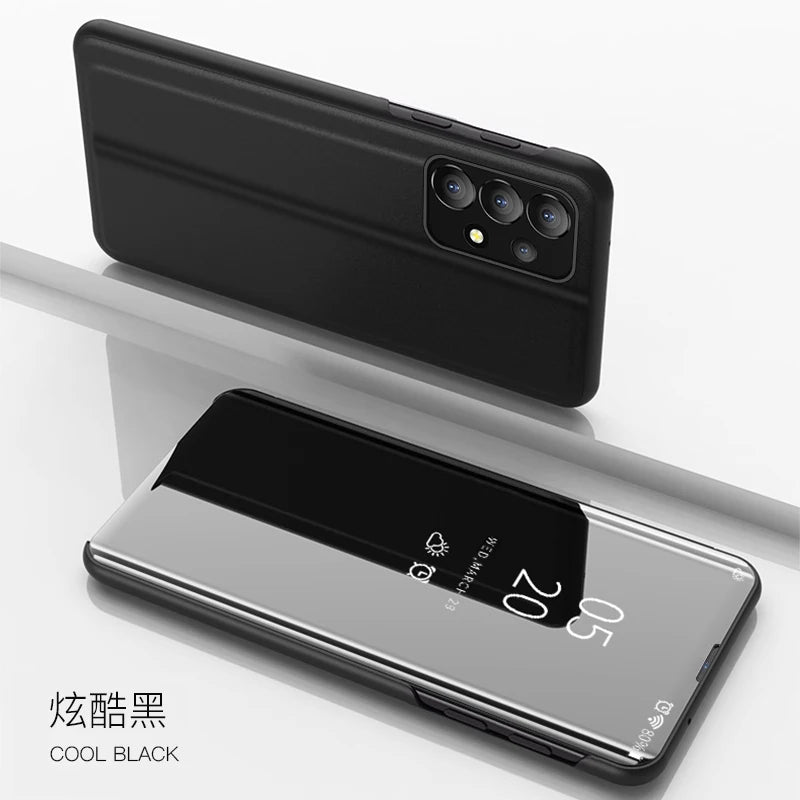 Luxury Samsung Galaxy A14, A34, A54 5G phone case with mirror design by Corporación Turística, showcasing the stylish exterior.