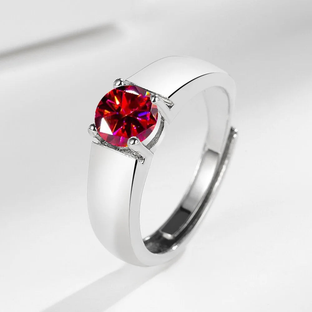 Anillo de Plata de Ley 925 con Moissanita para Hombre, Co...
