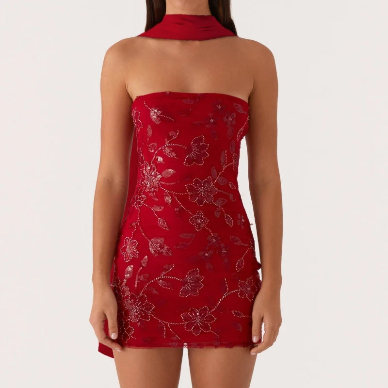 Minivestidos sexis de verano con perlas brillantes para m...