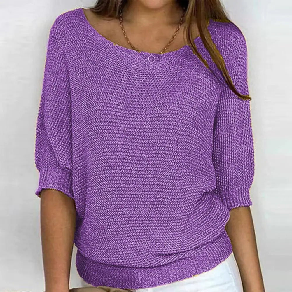 Solid color women's jersey sweater from Corporación Turística, featuring a cozy, stylish knit design for casual wear.