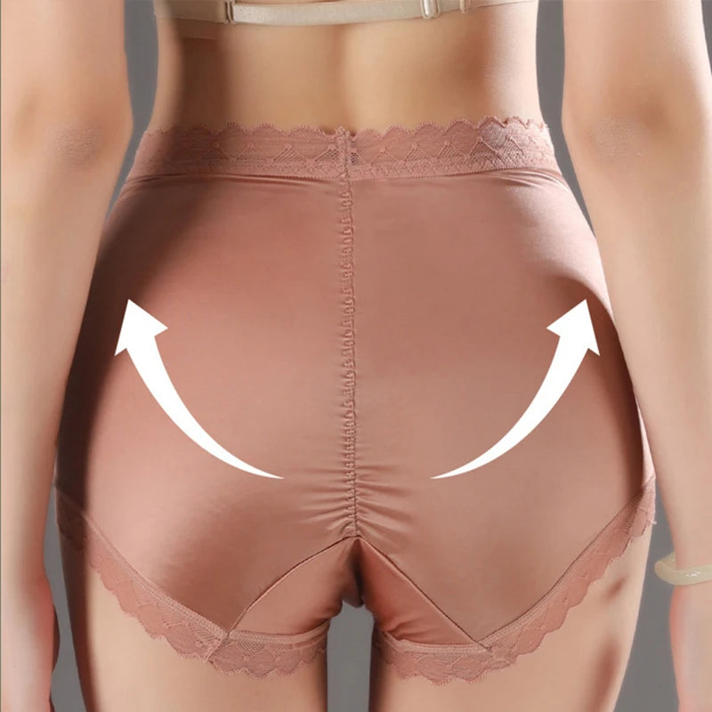 High-waisted lace women's panties from Corporación Turística, featuring elastic fabric and delicate lace details.