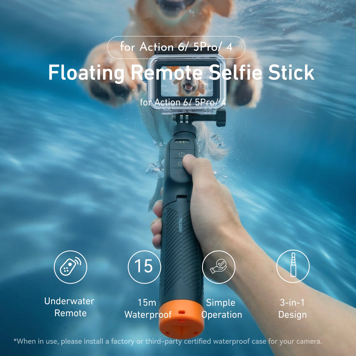 Control Buceo TELESIN para DJI OSMO Action: Palo Selfie Flotante + Trípode - Corporación Turística