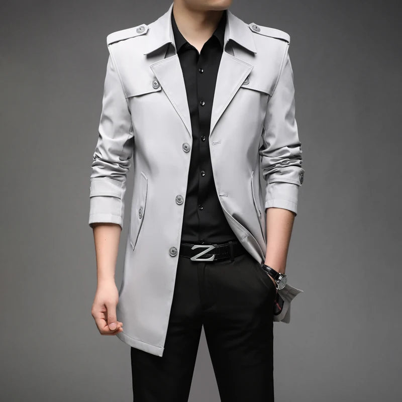 Nueva gabardina de primavera para hombre, gabardinas larg...