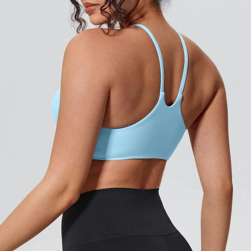Sujetador deportivo de yoga para mujer, color liso, trans...