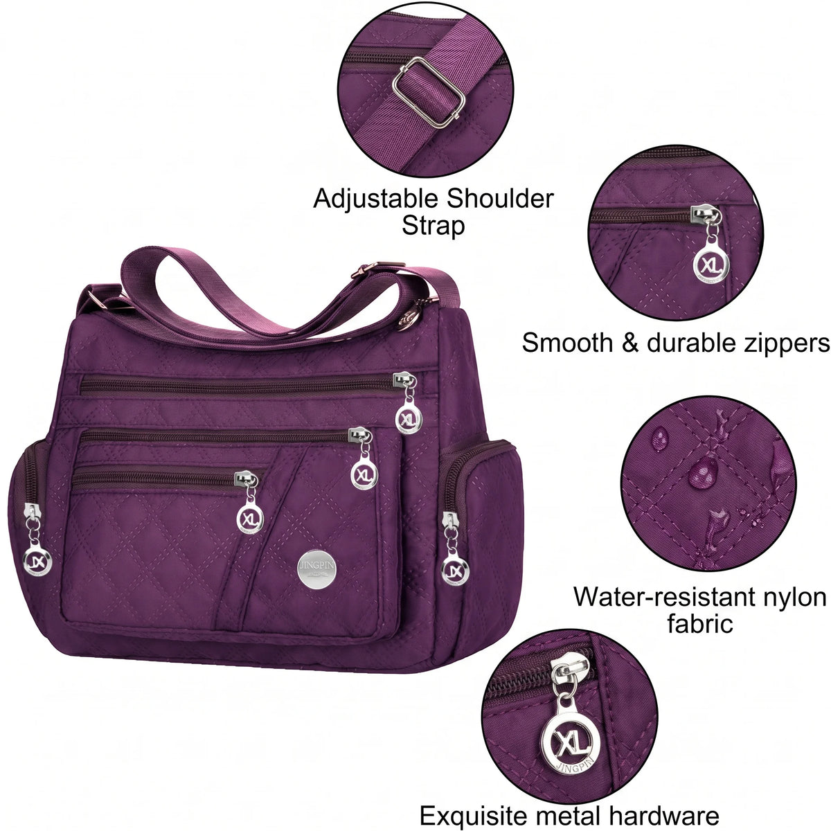 Bolso Bandolera de Nylon Acolchado Pomelo Best para Mujer...