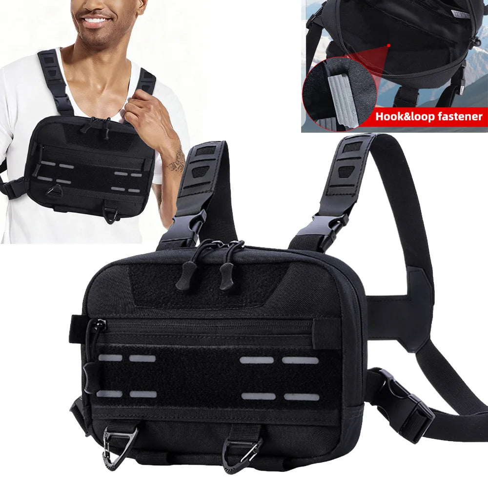Chaleco Táctico Frontal, Bolsa de Pecho, Mochila, Riñoner...