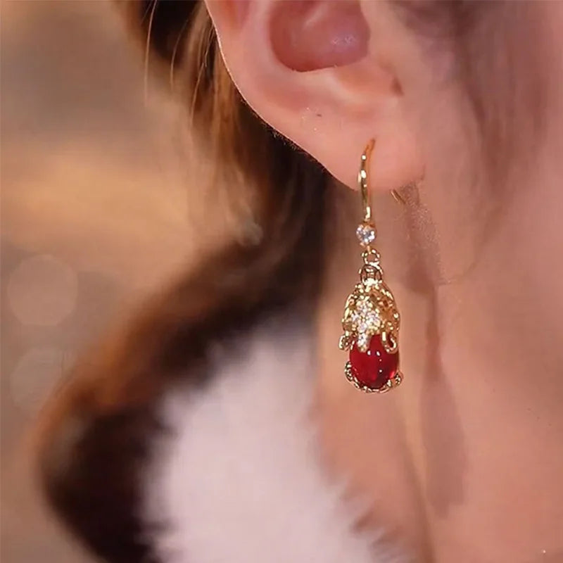 Pendientes Retro Fashicn Pixiu para mujer, aretes rojos a...