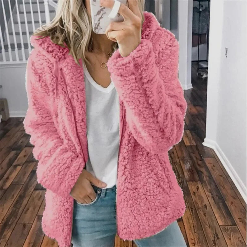 Nuevo Abrigo grueso con capucha y cremallera para mujer, ...