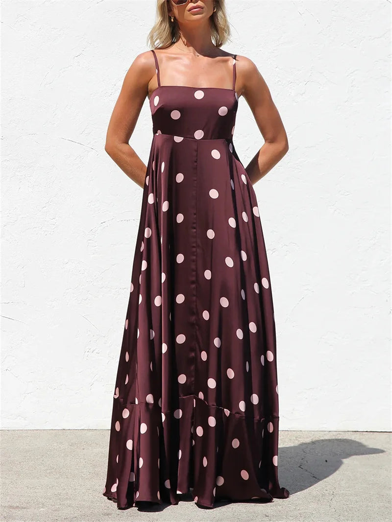 Vestido largo para mujer, vestido de tirantes finos con e...