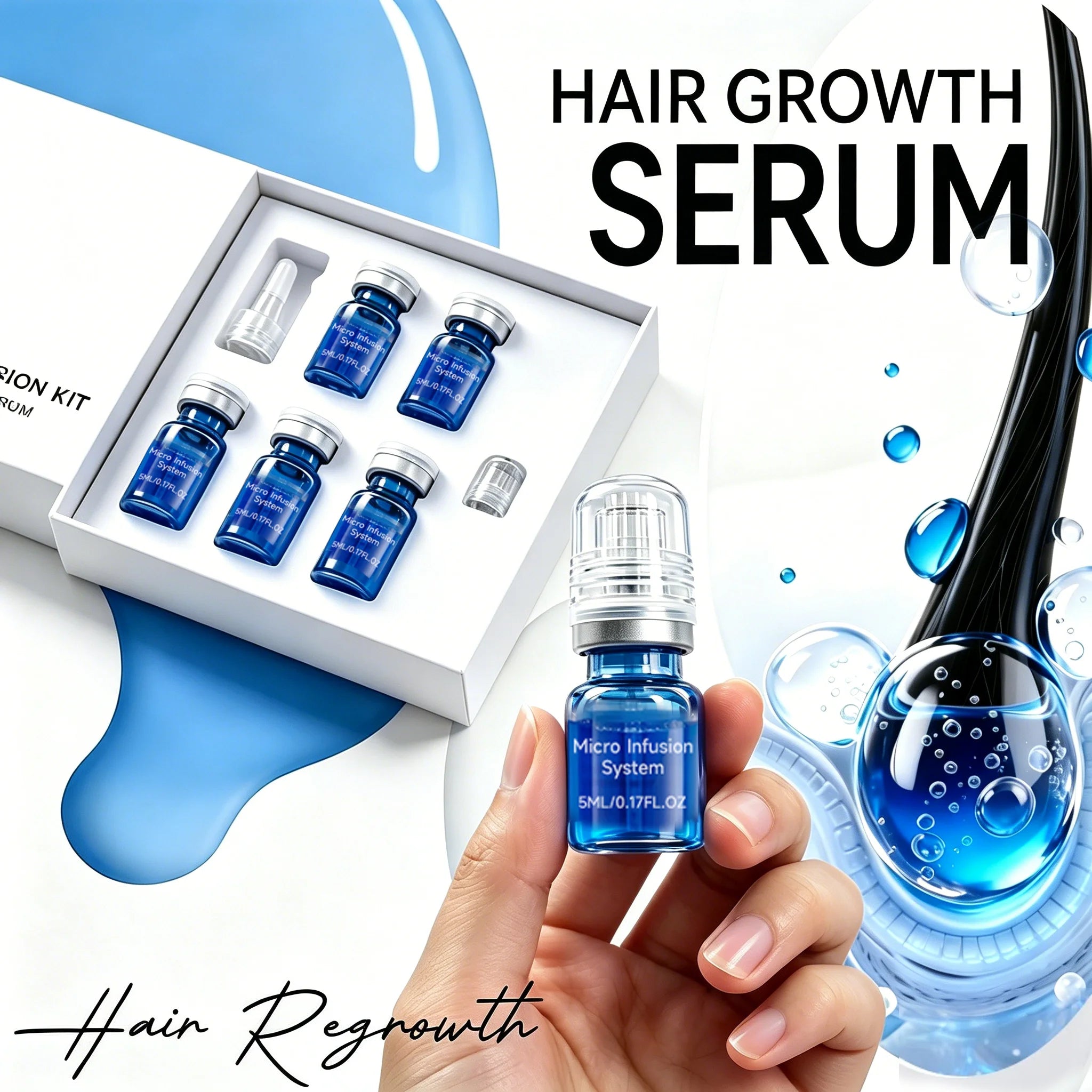 Kit de Microagujas para el Crecimiento del Cabello, Soluc...