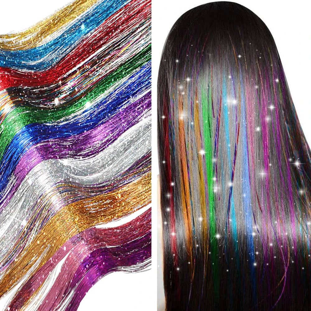 Extensiones de Cabello sintético brillante para niña, heb...