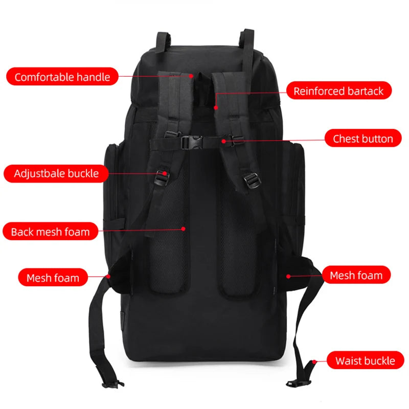 Mochila de senderismo y acampada de 130L, bolsa de equipa...