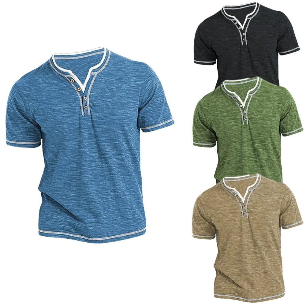 Camiseta Henley V-Neck Hombre King Billion Ajustada Elástica - Corporación Turística