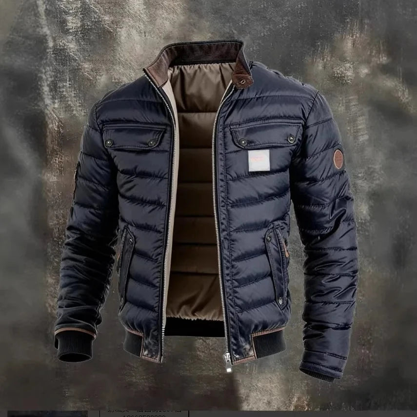 Chaqueta Algodón Hombre Cuello Alto Cálida Invierno 2026 Casual