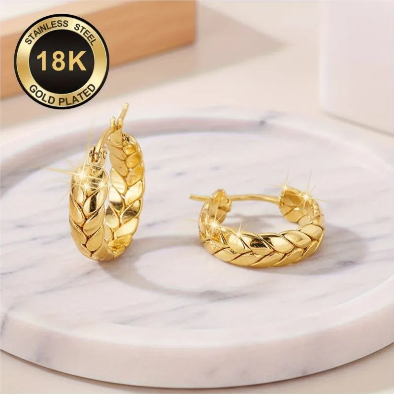 Pendientes de Aro de Acero Inoxidable Chapados en Oro de ...