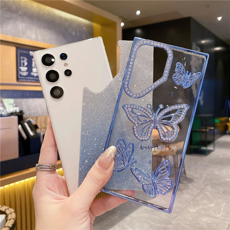 Samsung Galaxy S25 Ultra luxury rhinestone case with shiny embellishments, designed by Corporación Turística.