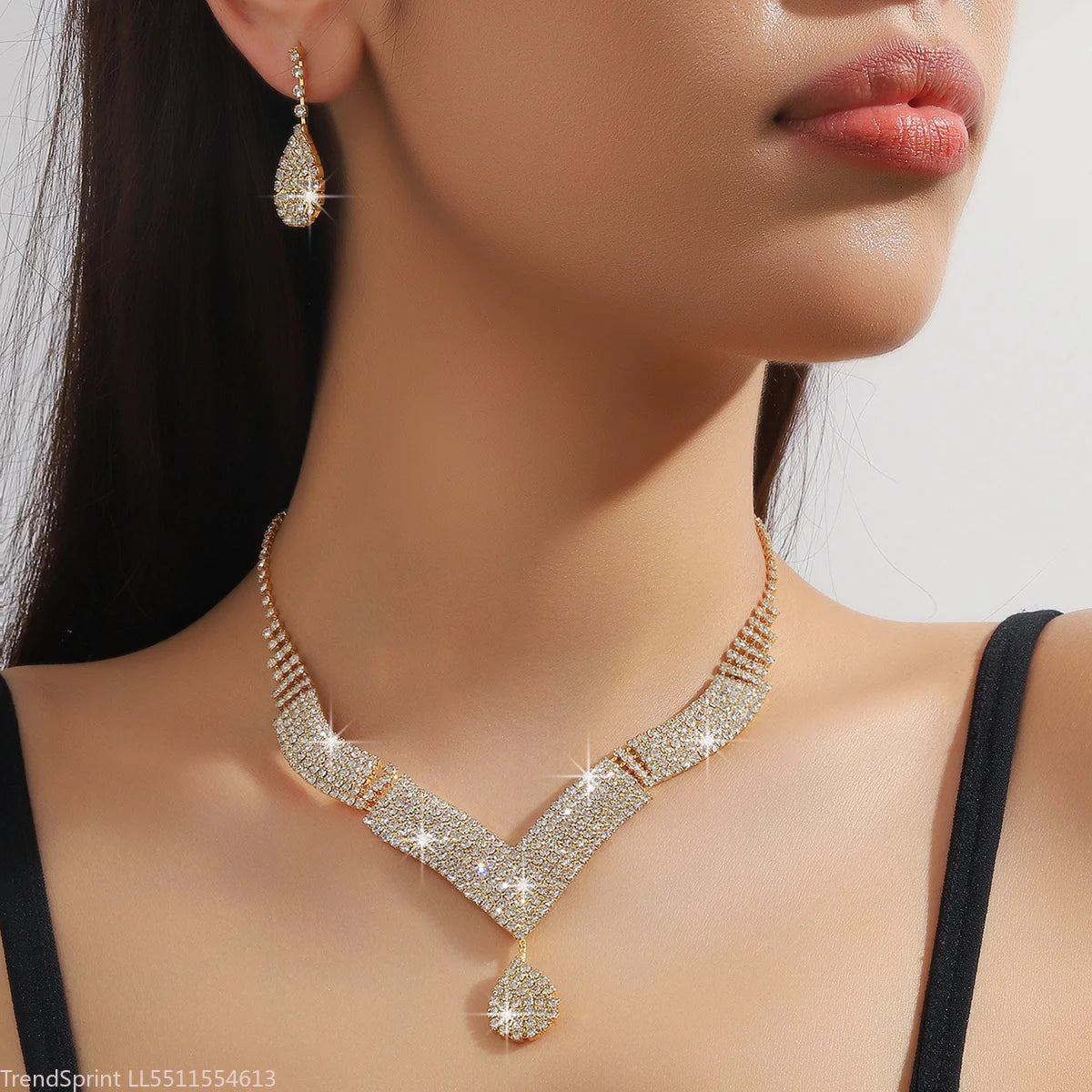 Juego de Joyería de Moda con Pedrería en Forma de Gota de...