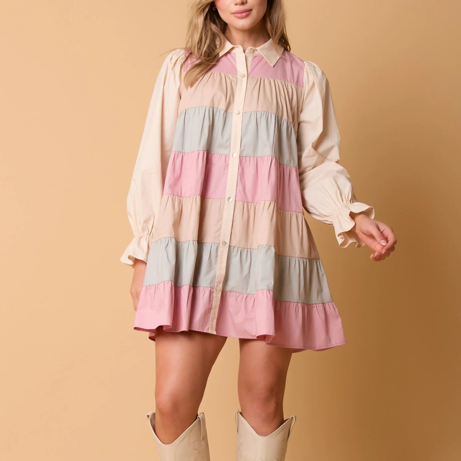 Minivestido camisero con estampado a cuadros para mujer, ...