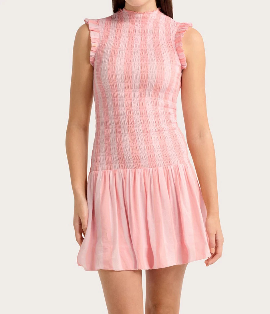 Vestidos cortos fruncidos para mujer, elegantes, a rayas,...