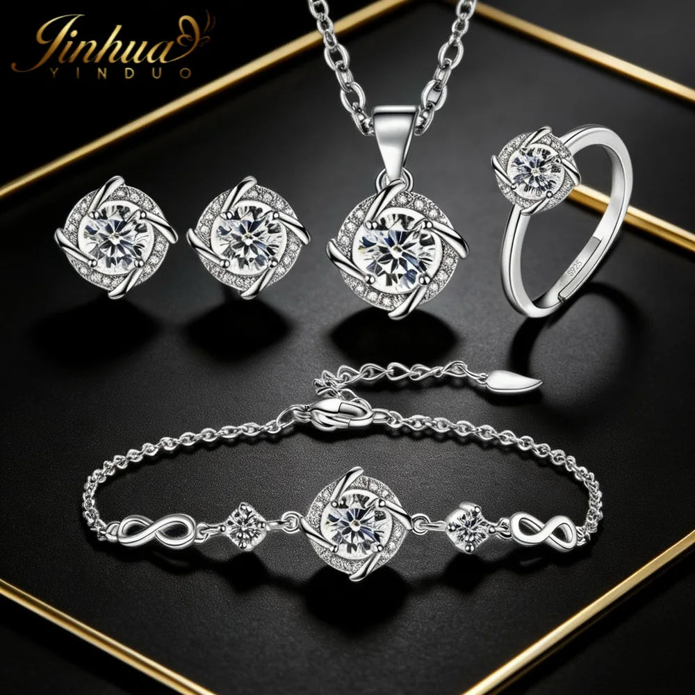 Nuevo conjunto de joyería clásica de Plata de Ley 925 con...