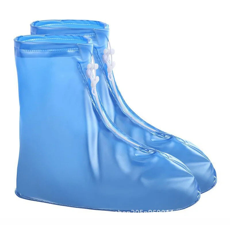 Silicone waterproof shoe covers for men and women, flexible and durable, designed to protect footwear from rain and moisture.