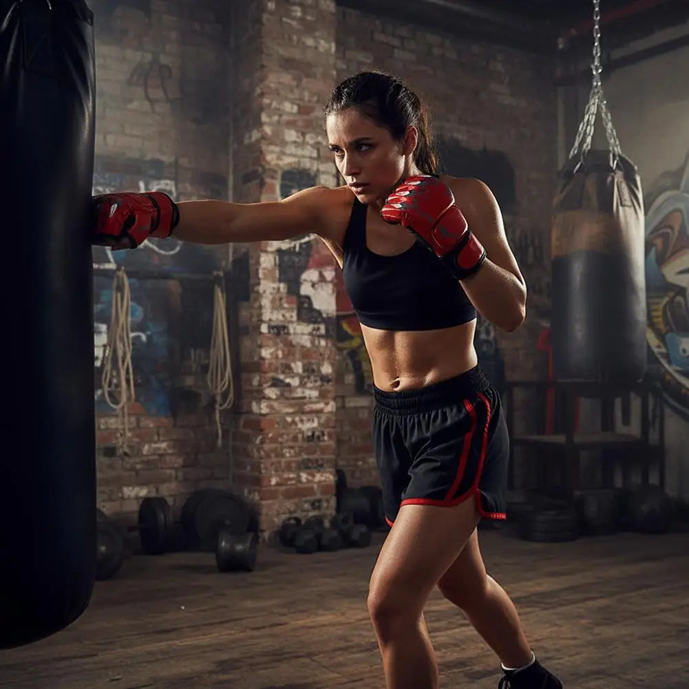 Guantes Kick Boxing MMA Muay Thai Cuero PU Negro Entrenamiento - Corporación Turística