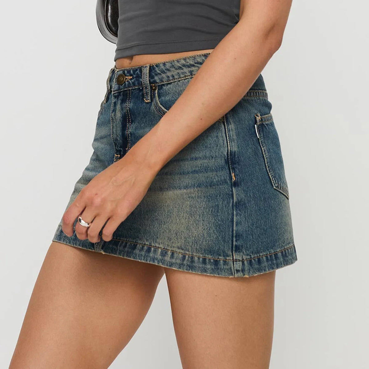 Minifaldas vaqueras Y2K para mujer, Falda corta recta de ...