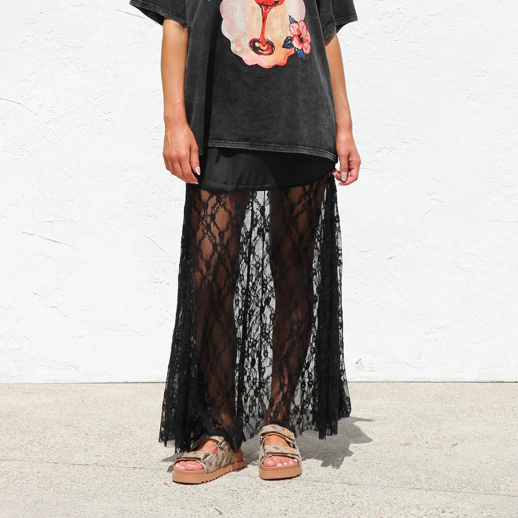 Falda Larga Boho de Verano para Mujer, Falda de Encaje, V...