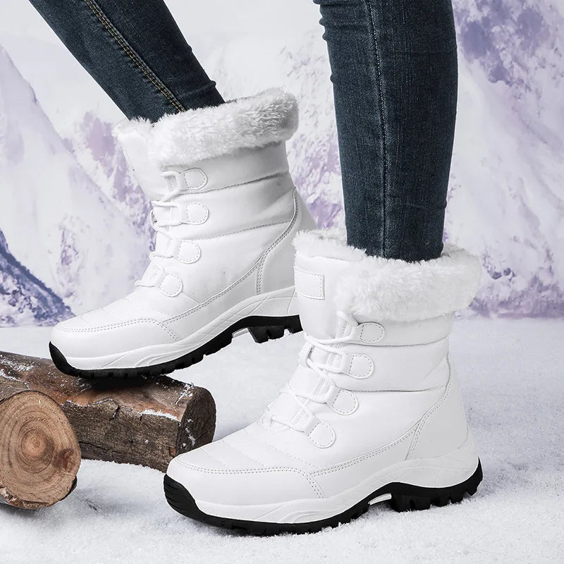 Botas de nieve de algodón hasta el tobillo de alta calida...