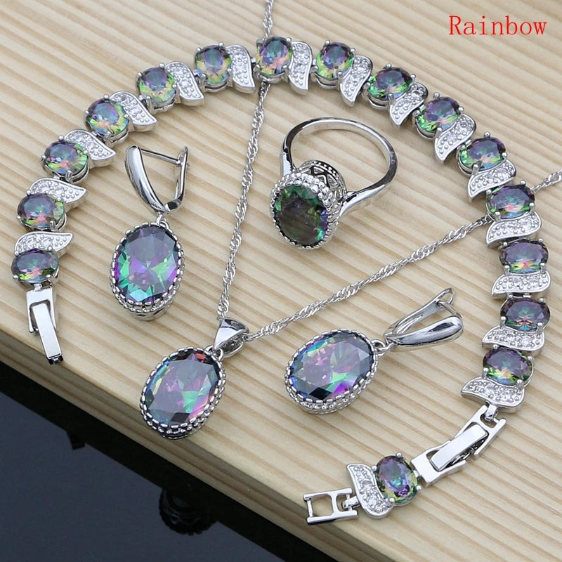 Conjunto de joyas de plata 925 Natural para mujer, pendie...