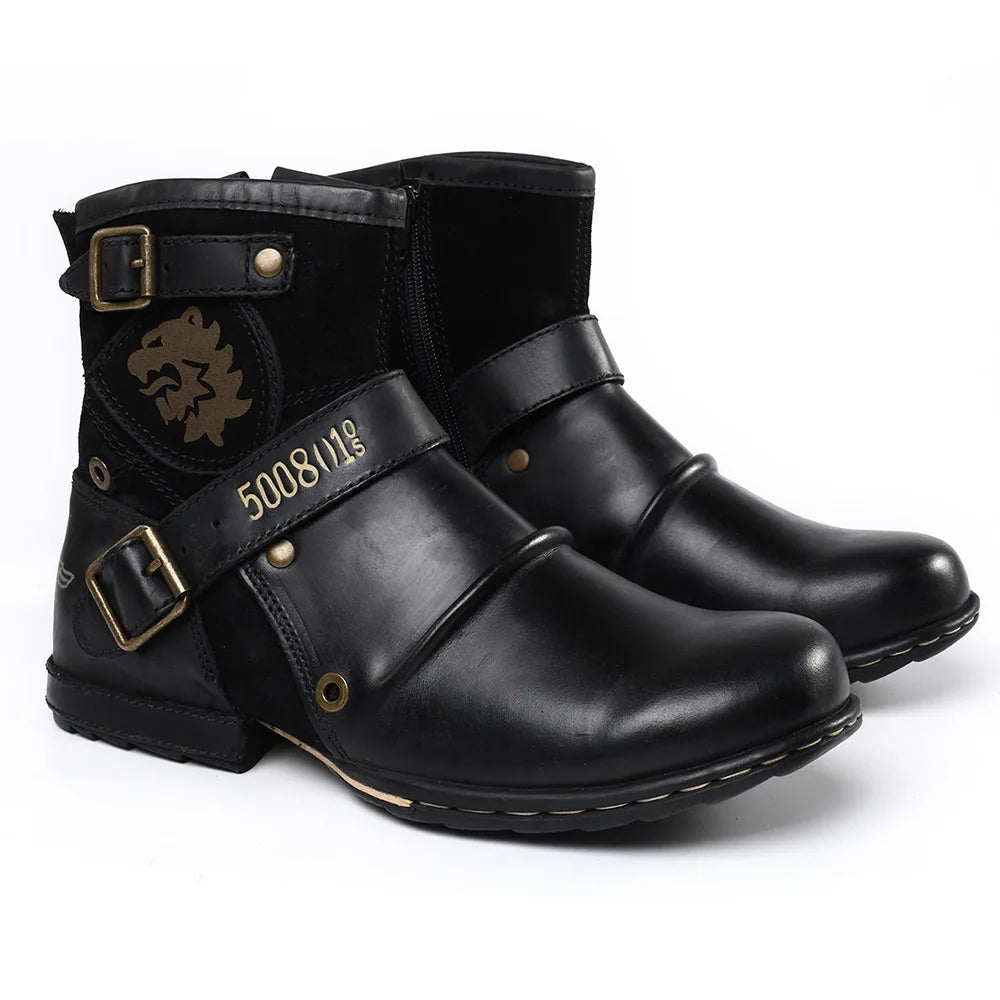 Botines de lujo con tótem para Hombre, Botas de moto con ...