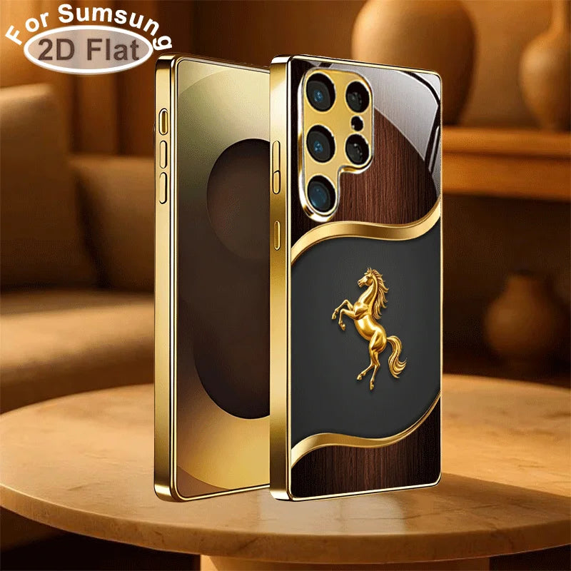 Black business-style glass phone case by Corporación Turística, sleek design with a professional appearance for smartphones.