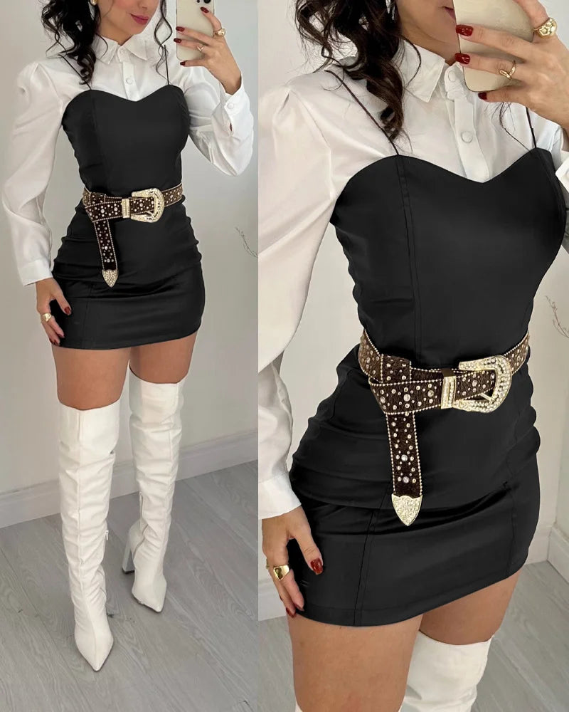 Conjunto de dos piezas para mujer, blusas de manga larga ...