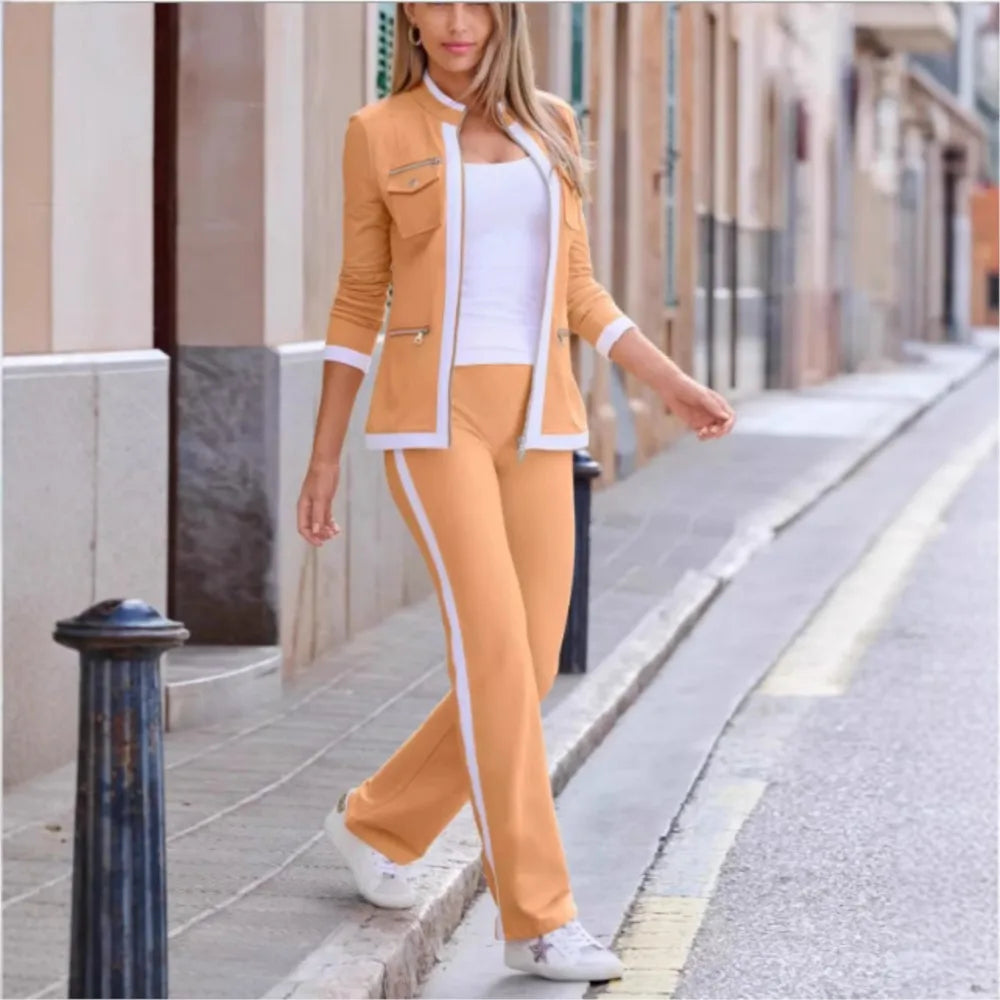 Conjunto de 2 piezas de pantalones informales de Color a ...