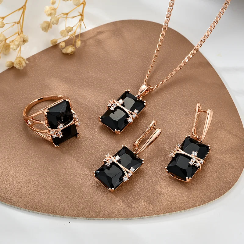 Black square stone dangle earrings from Wbmqda, featuring geometric design and sleek style, perfect for elegant accessories.