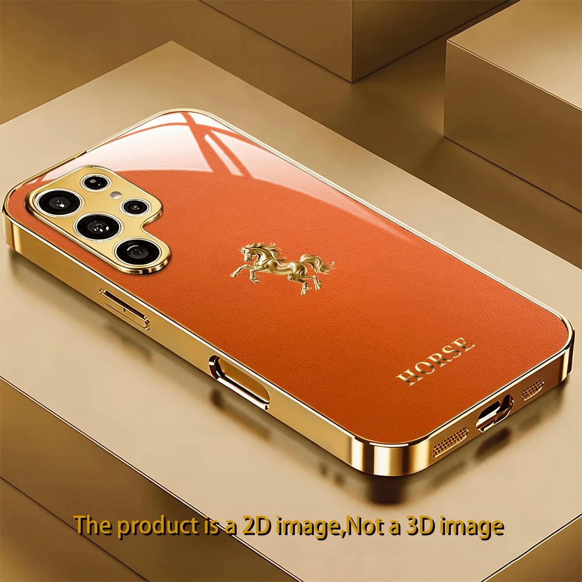 Electroplated glass phone case with gold pattern, designed for smartphones, featuring intricate decorative detailing.