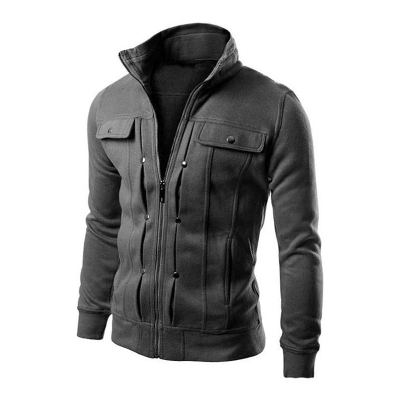 Chaqueta Casual Hombre Cremallera Cuello Alto Primavera Otoño