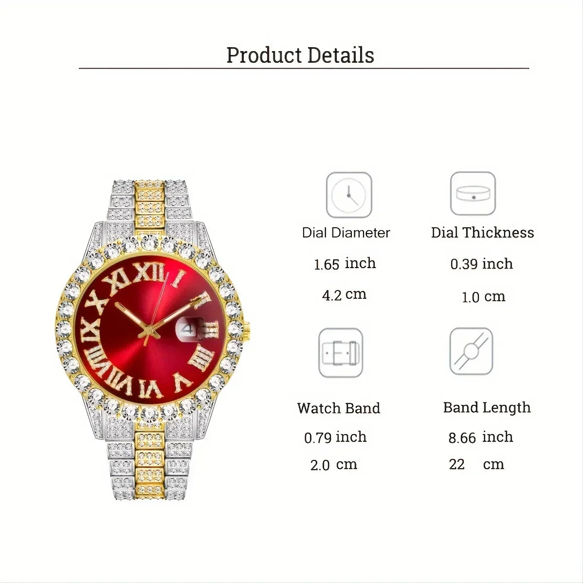 A08095-2-reloj de cuarzo con diamantes de imitación, cron...