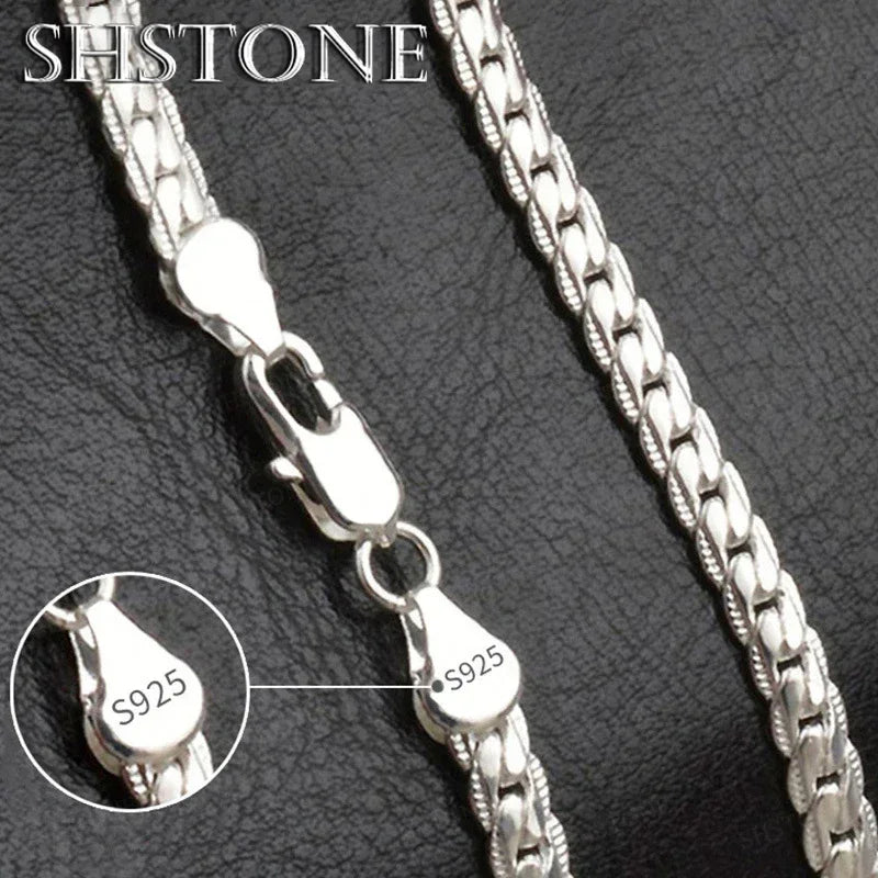 Collar lateral completo de 6mm de Plata de Ley 925 de oro...