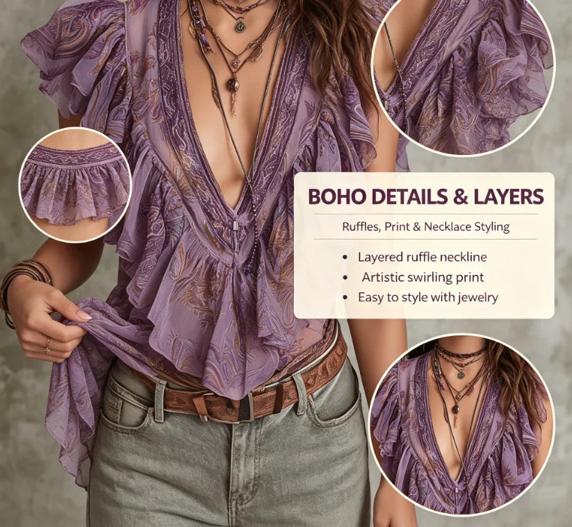 Blusa Elegante con Estampado Bohemio para Mujer