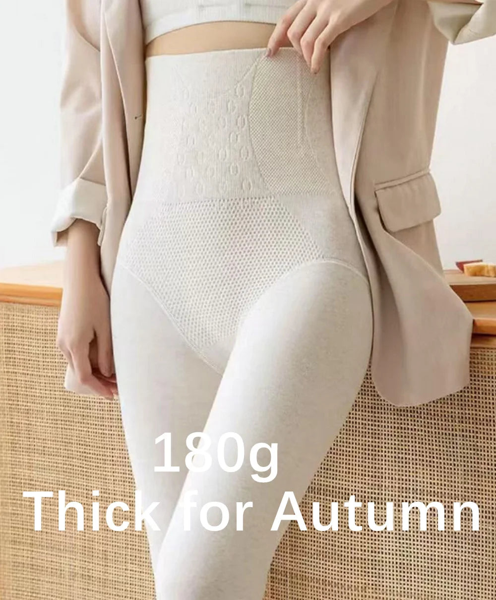High-waisted Cashmere leggings for women by Corporación Turística, soft, cozy, and form-fitting in a neutral color.